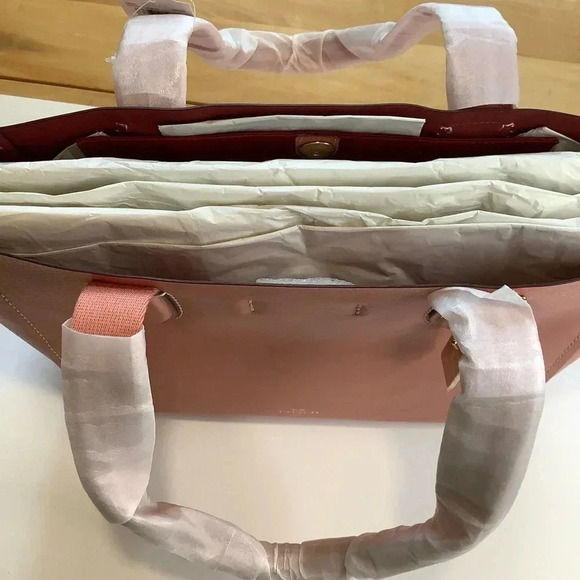 COACH Derby Pebbled Leather Shoulder Tote in Light Coral - Picture 11 of 16